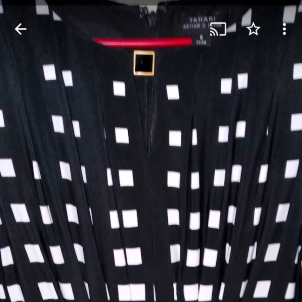 Arthur Levine Tahari black and white checkered dress, size 8, 3 quartersleeves